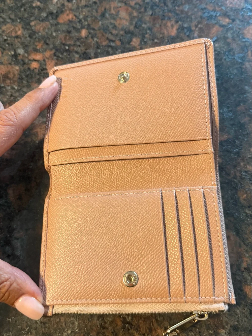 Furla Blush Pink Leather Card Holder with Gold Logo